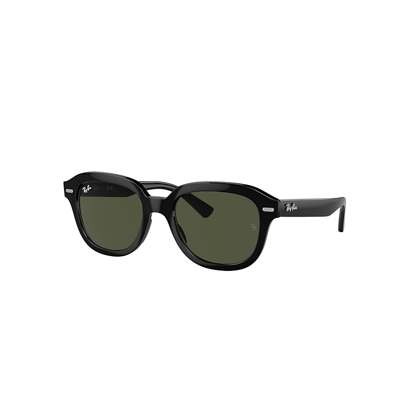 Ray Ban Sunglasses Unisex Erik - Black Frame Green Lenses 53-20 In Black