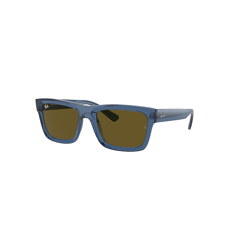 Shop Ray Ban Warren Bio-based Sunglasses Transparent Dark Blue Frame Brown Lenses 54-20 In Dunkelblau Transparent