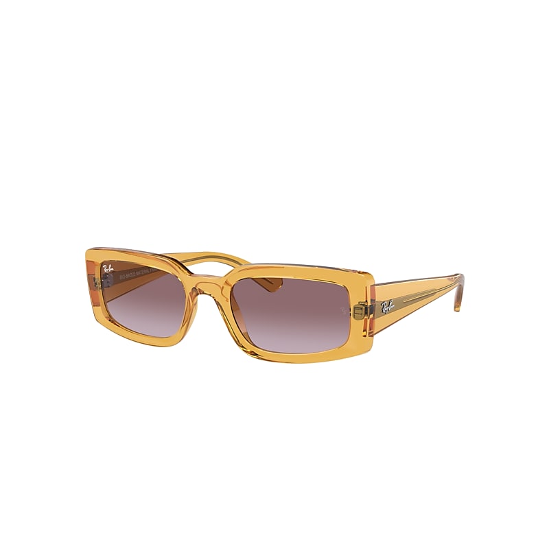Shop Ray Ban Kiliane Bio-based Sunglasses Transparent Yellow Frame Violet Lenses 54-21