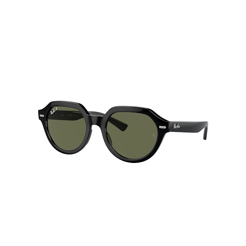 Shop Ray Ban Sunglasses Unisex Gina - Black Frame Green Lenses Polarized 53-21