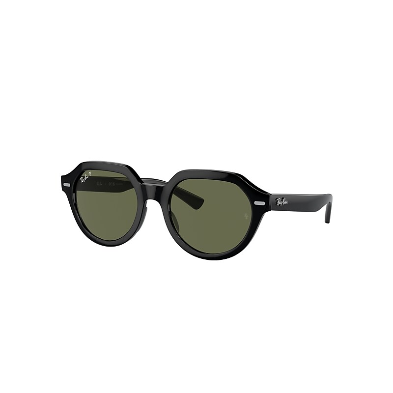 Ray Ban Sunglasses Unisex Gina - Black Frame Green Lenses Polarized 51-21 In Black