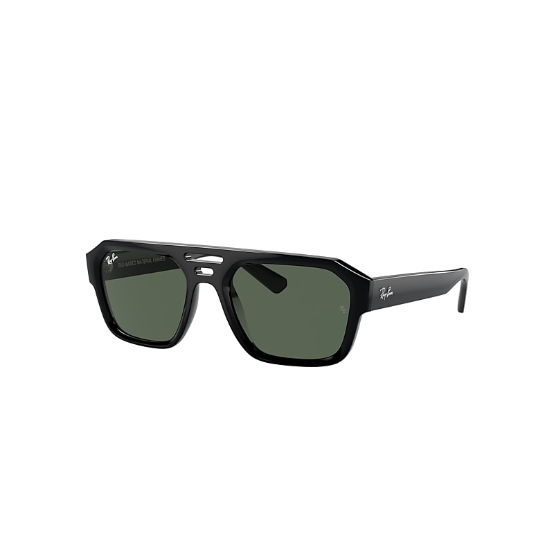 Shop Ray Ban Corrigan Bio-based Sunglasses Black Frame Green Lenses 54-20
