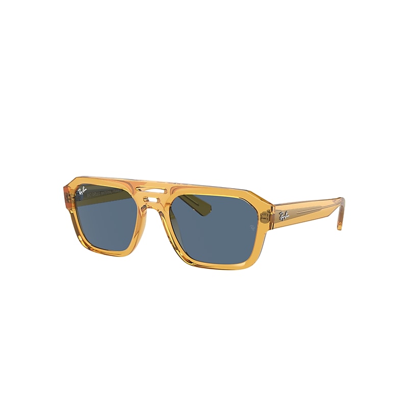 Ray Ban Sunglasses Unisex Corrigan Bio-based - Transparent Yellow Frame Blue Lenses 54-20