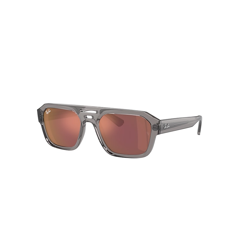 Shop Ray Ban Sunglasses Unisex Corrigan Bio-based - Transparent Grey Frame Red Lenses 54-20