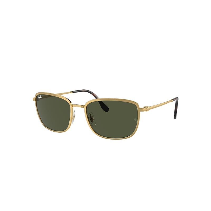 Ray Ban Rb3705 Sunglasses Gold Frame Green Lenses 57-19