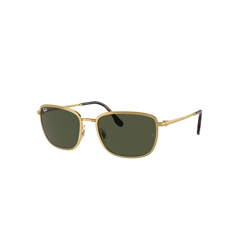 RAY BAN RB3705 SUNGLASSES GOLD FRAME GREEN LENSES 60-19