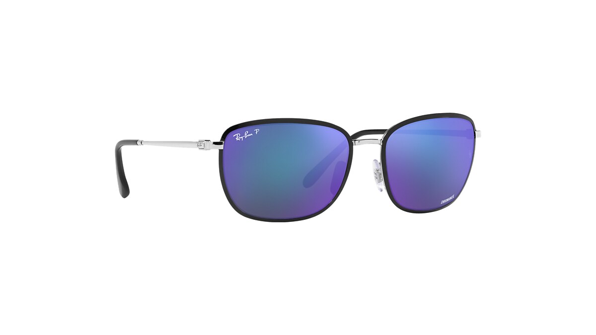 RB3705 CHROMANCE Sunglasses in Black On Silver and Grey