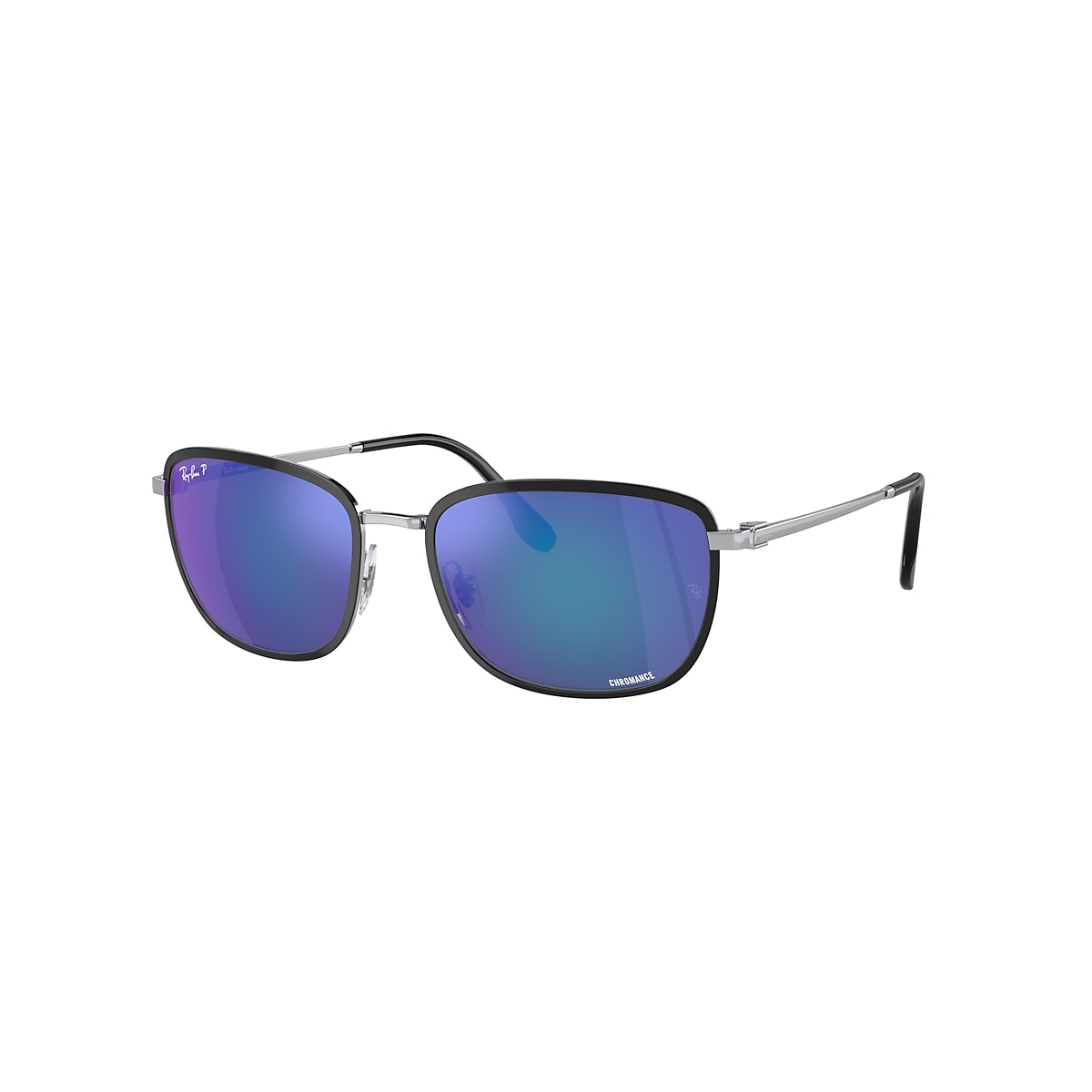 RB3705 CHROMANCE Sunglasses in Black On Silver and Grey