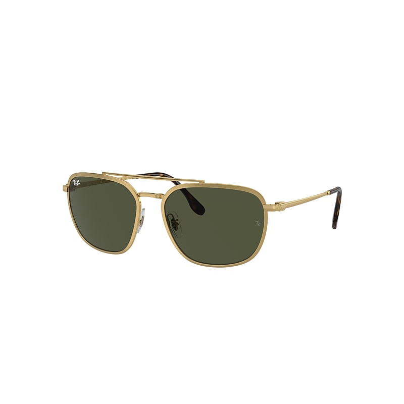 Ray Ban Sunglasses Male Rb3708 - Gold Frame Green Lenses 56-18