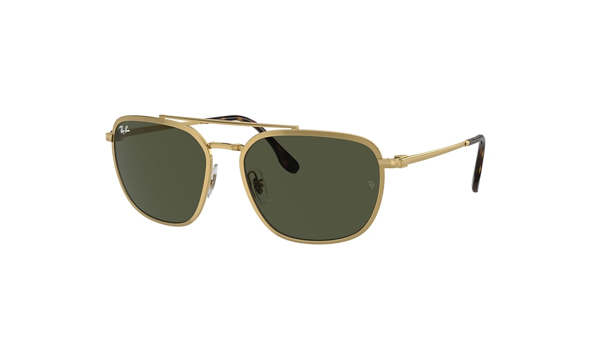 Ray-Ban Rb3708 Sunglasses Gold Frame Green Lenses 56-18