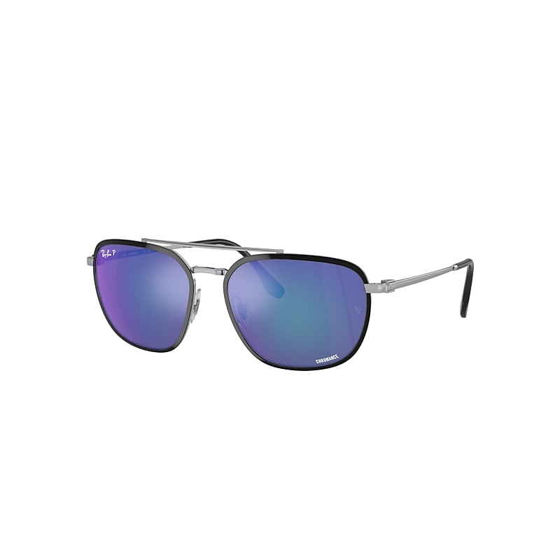 Ray Ban Rb3708 Chromance Sunglasses Silver Frame Blue Lenses Polarized 56-18
