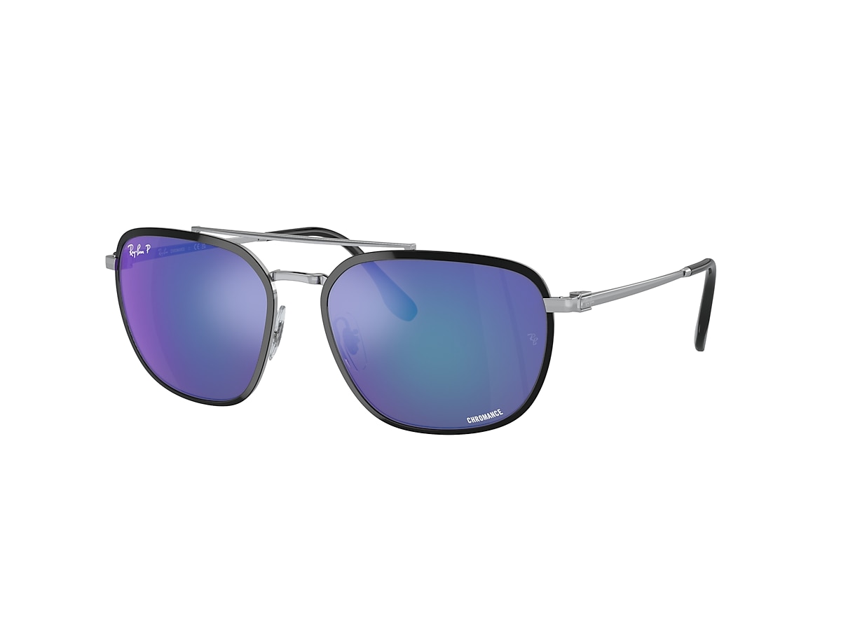 RB3708 CHROMANCE Sunglasses in Black On Silver and Grey 