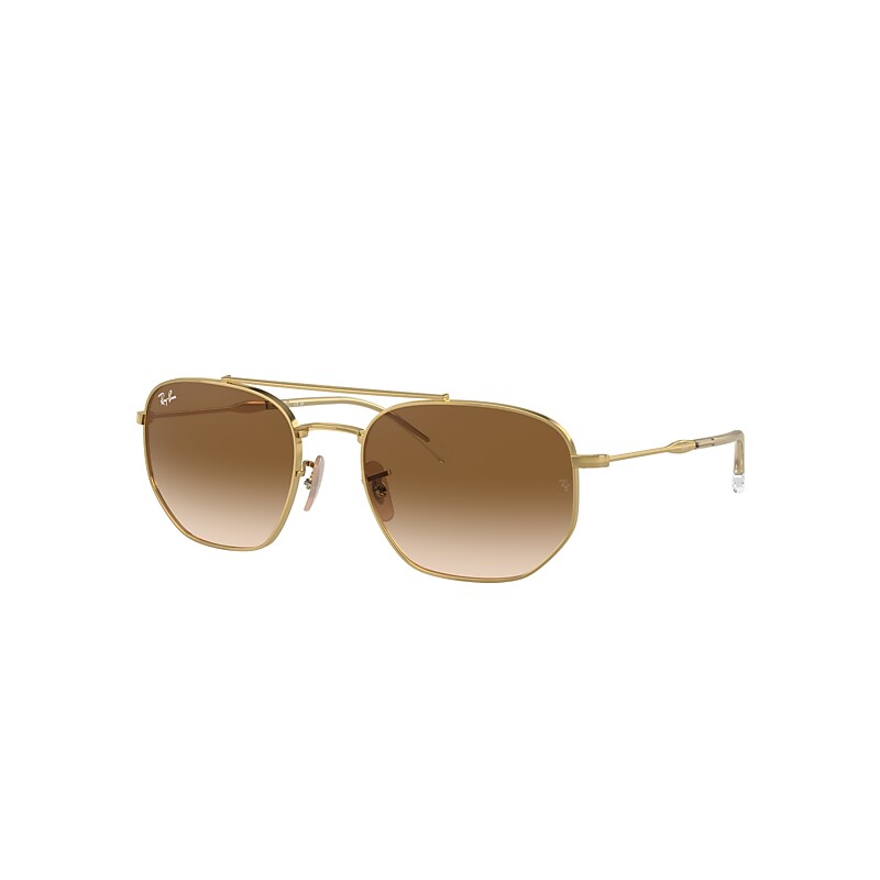 Shop Ray Ban Rb3707 Sunglasses Gold Frame Brown Lenses 57-20