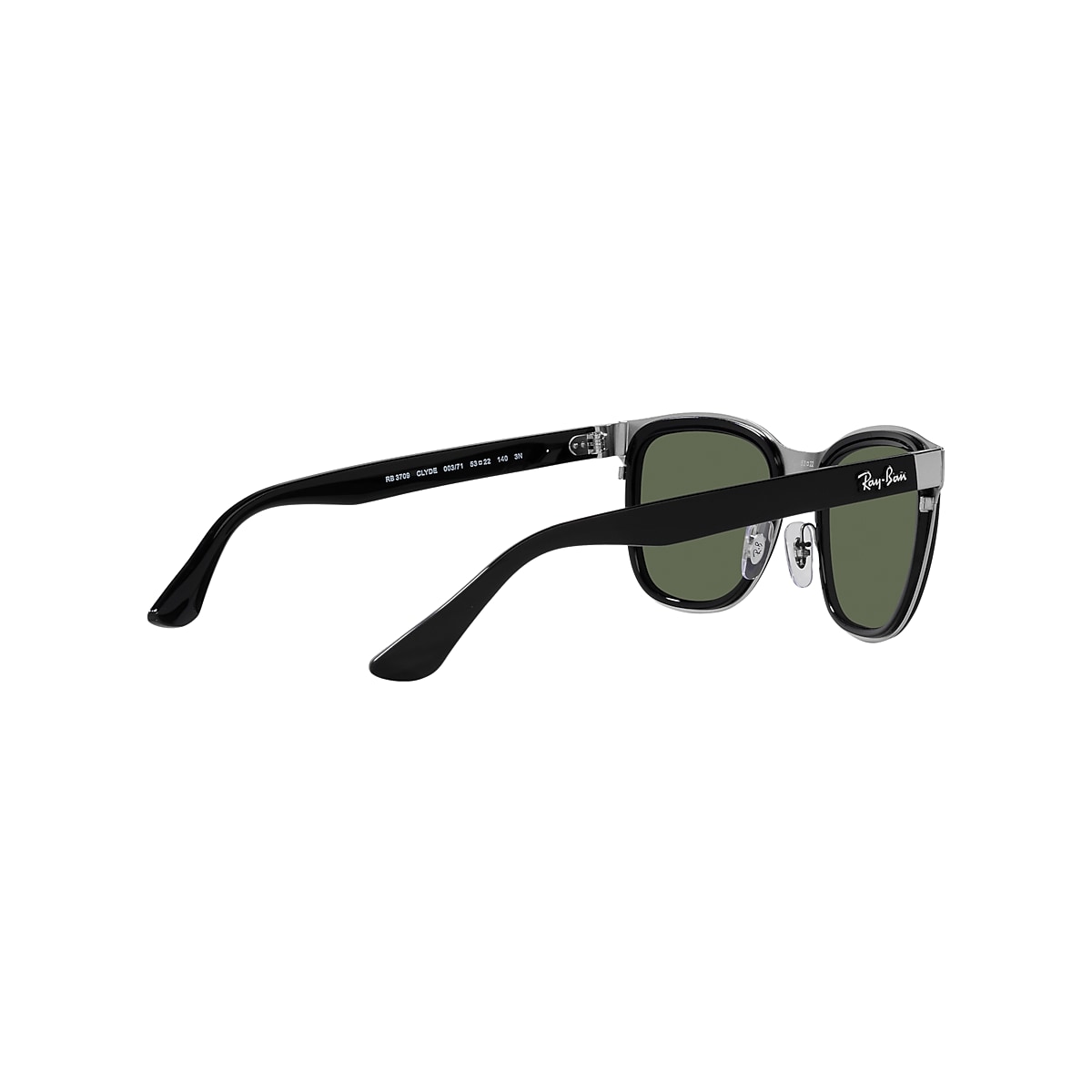 Ray-Ban Clyde Sunglasses Black Frame Green Lenses 53-22