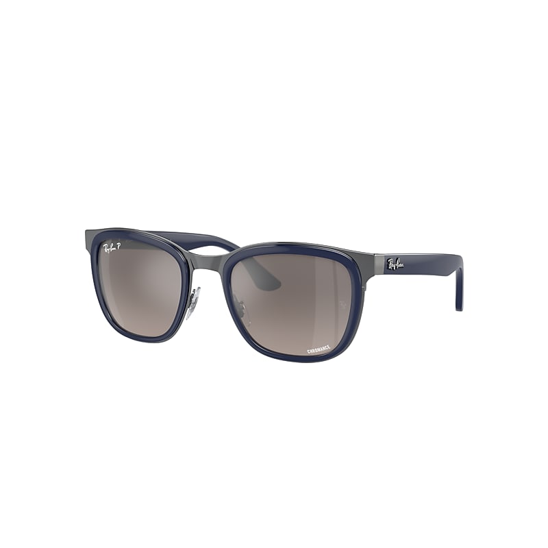 Ray Ban Sunglasses Unisex Clyde - Blue Frame Silver Lenses Polarized 53-22