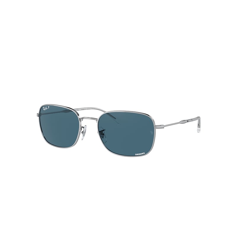 Shop Ray Ban Rb3706 Sunglasses Silver Frame Blue Lenses Polarized 54-20