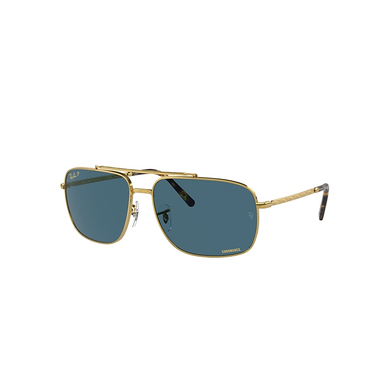 Ray Ban Sunglasses Unisex Rb3796 - Gold Frame Blue Lenses Polarized 59-15