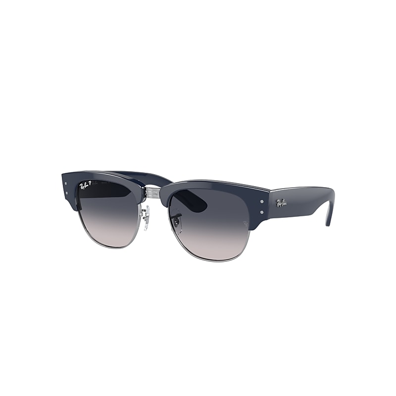 Shop Ray Ban Mega Clubmaster Sunglasses Blue Frame Blue Lenses Polarized 53-21