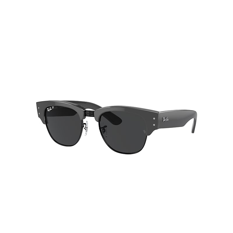 Ray Ban Sunglasses Unisex Mega Clubmaster - Grey Frame Black Lenses Polarized 53-21 In Grey