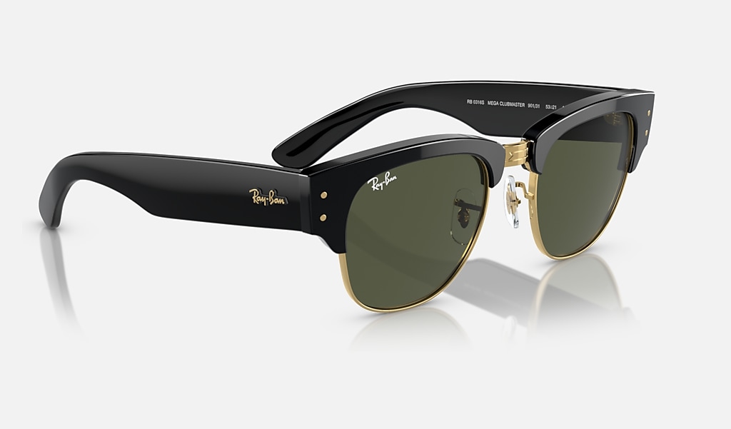 Mega Clubmaster Sunglasses in Black On Gold and Green | Ray-Ban®