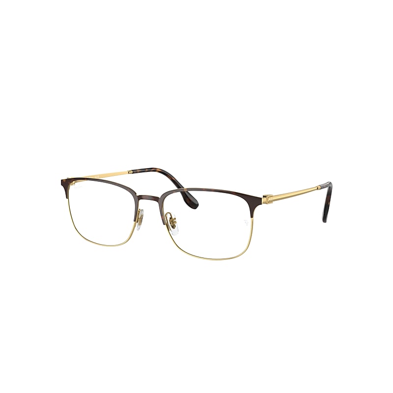 Ray Ban Eyeglasses Male Rb6494 Optics - Gold Frame Clear Lenses Polarized 56-18