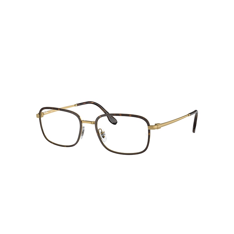 Ray Ban Eyeglasses Male Rb6495 Optics - Gold Frame Clear Lenses Polarized 52-19