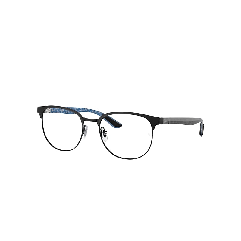 Ray Ban Eyeglasses Male Rb8422 Optics - Dark Carbon On Blue Frame Clear Lenses Polarized 52-19