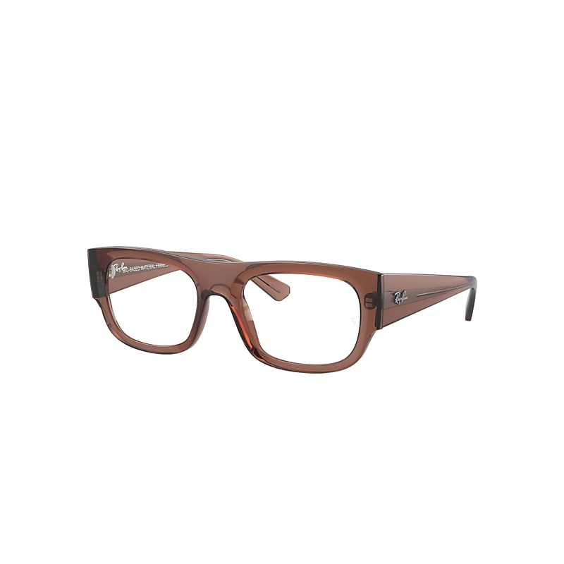 Ray Ban Eyeglasses Unisex Kristin Optics Bio-based - Transparent Brown Frame Clear Lenses Polarized 52-20