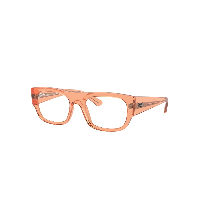 Ray Ban Eyeglasses Unisex Kristin Optics Bio-based - Transparent Orange Frame Clear Lenses Polarized 52-20