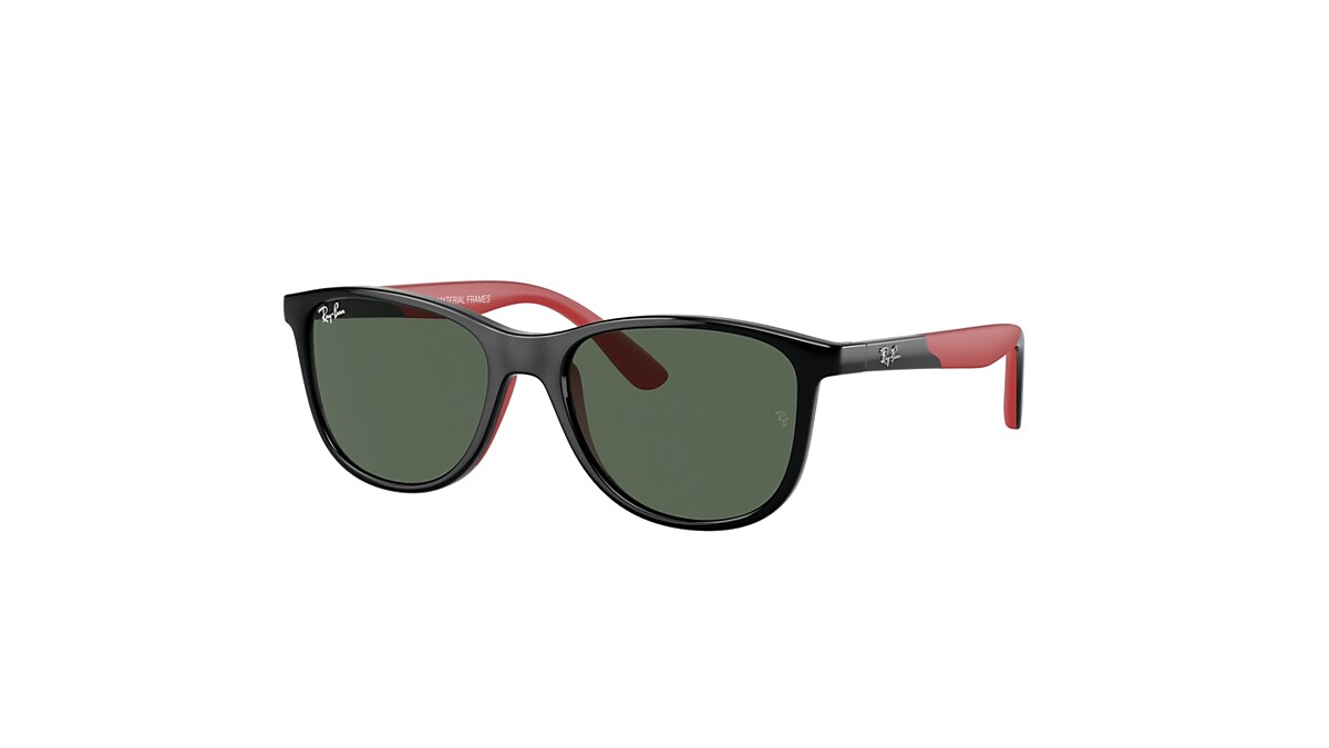 Rb9077s Kids Bio-based Sunglasses in Black On Red and Green 