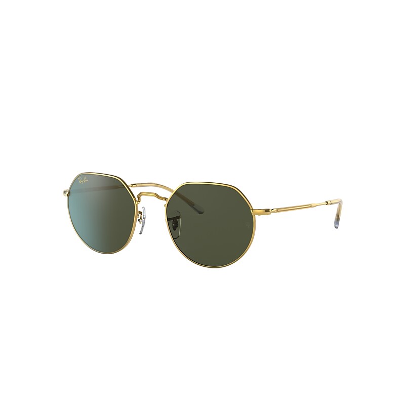 Ray Ban Sunglasses Unisex Jack - Gold Frame Green Lenses 55-20 In Gold