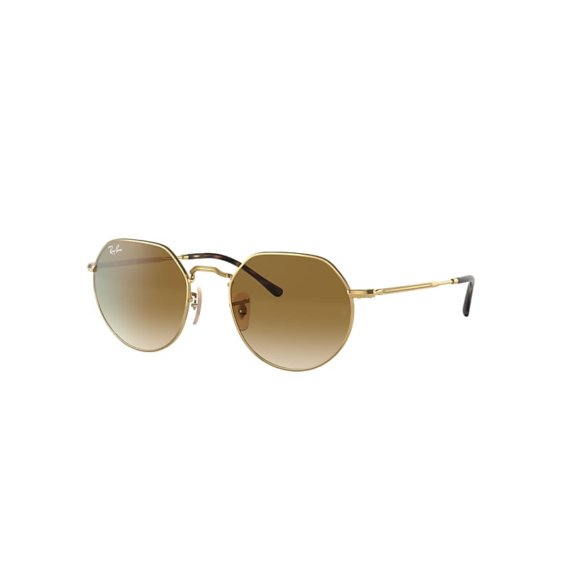 Ray Ban Sunglasses Unisex Jack - Gold Frame Brown Lenses 55-20 In Gold