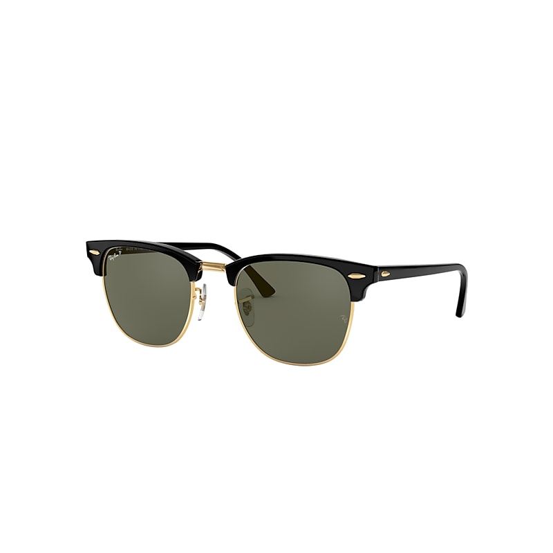Ray Ban Sunglasses Unisex Clubmaster Classic - Black Frame Green Lenses Polarized 55-21