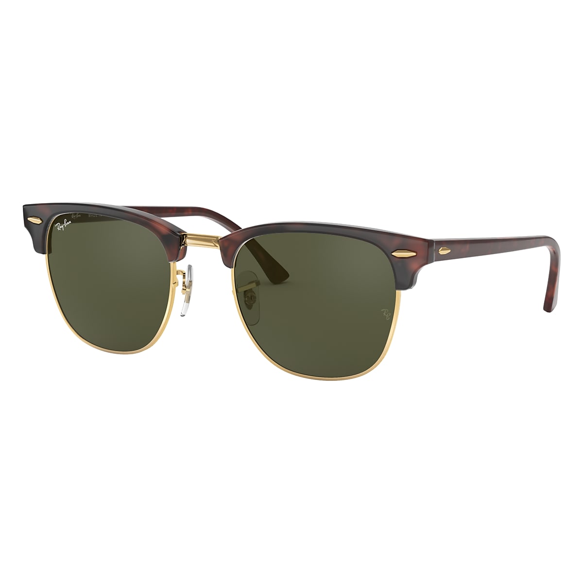 Ray Ban Sunglasses Unisex Clubmaster Classic Tortoise On Gold Frame Green Lenses 55 21