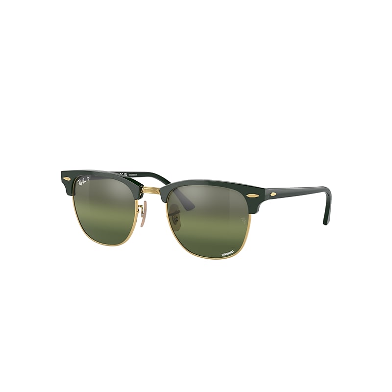 Ray Ban Sunglasses Unisex Clubmaster Chromance - Green Frame Silver Lenses Polarized 55-21