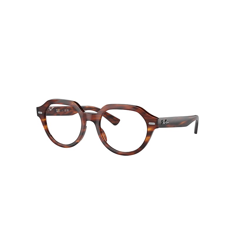 Ray Ban Gina Optics Eyeglasses Striped Havana Frame Clear Lenses Polarized 51-20 In Striped Havana
