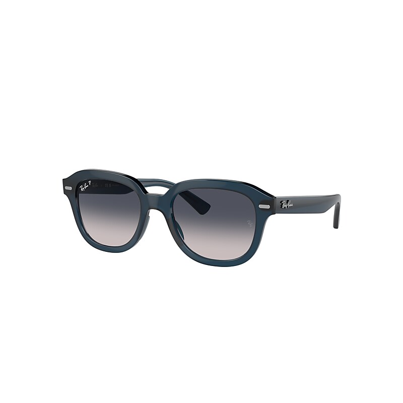 Shop Ray Ban Erik Sunglasses Opal Dark Blue Frame Blue Lenses Polarized 53-20