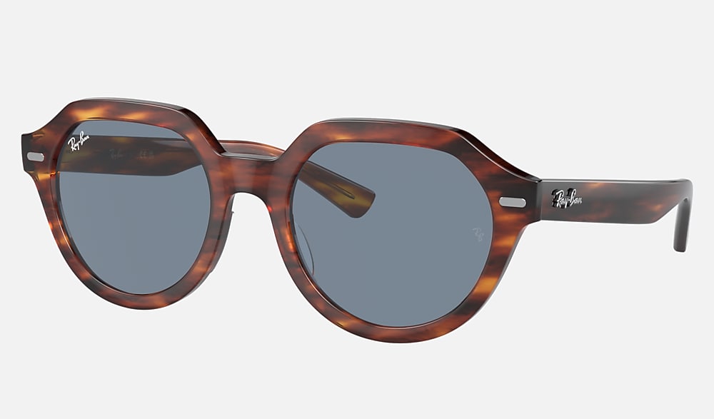 GINA Sunglasses in Striped Havana and Blue (53-21) - RB4399F | Ray