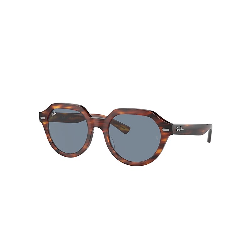 Ray Ban Gina Sunglasses Striped Havana Frame Blue Lenses 53-21