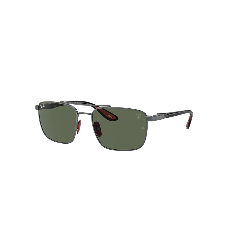 Ray Ban Sunglasses Male Rb3715m Scuderia Ferrari Collection - Black Frame Green Lenses 58-18 In Black