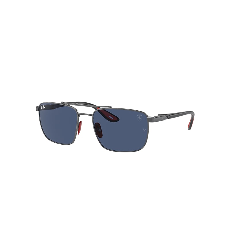 Shop Ray Ban Sunglasses Man Rb3715m Scuderia Ferrari Collection - Grey Frame Blue Lenses 58-18