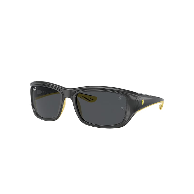Shop Ray Ban Sunglasses Man Rb4405m Scuderia Ferrari Collection - Grey On Yellow Frame Grey Lenses 59-19