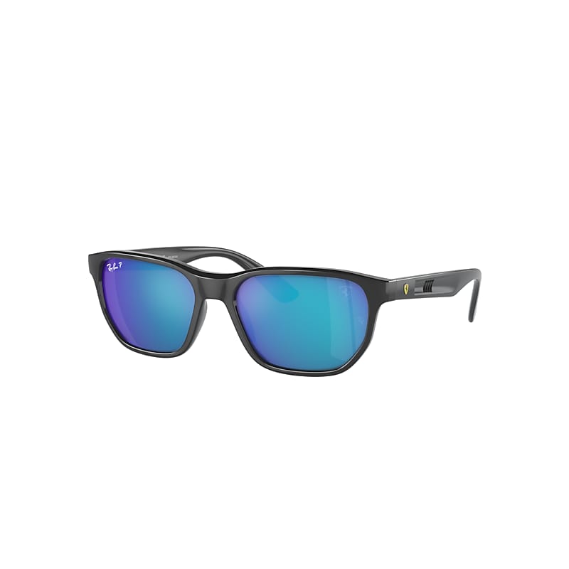 Shop Ray Ban Sunglasses Man Rb4404m Scuderia Ferrari Collection - Grey Frame Blue Lenses Polarized 57-18