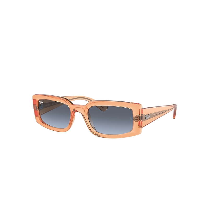 Shop Ray Ban Kiliane Bio-based Sunglasses Transparent Orange Frame Blue Lenses 54-21