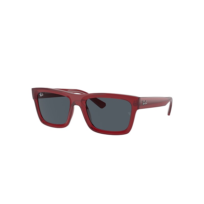 Shop Ray Ban Warren Bio-based Sunglasses Transparent Red Frame Grey Lenses 57-20