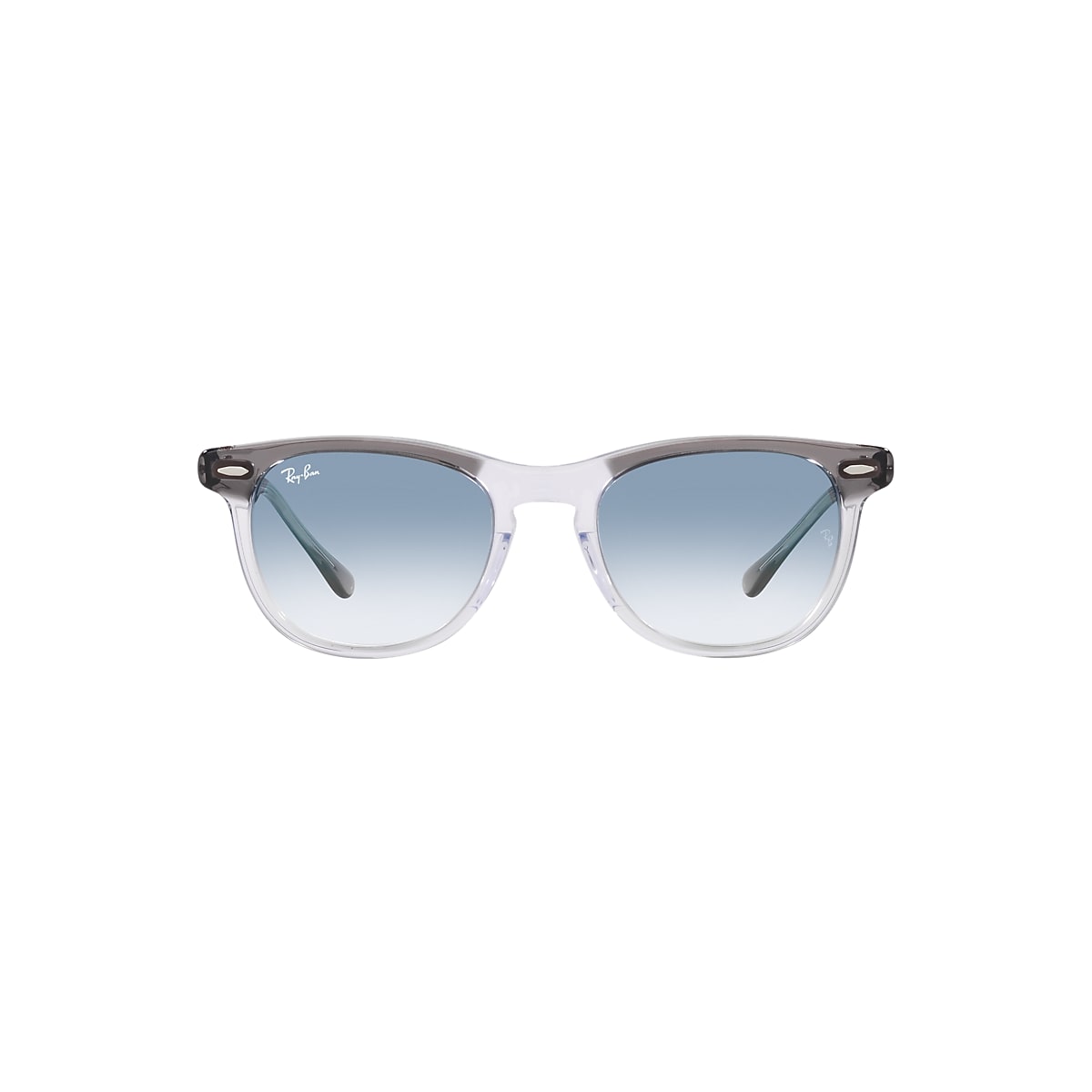Ray-Ban Eagle Eye Sunglasses Grey On Transparent Frame Blue Lenses 53-21