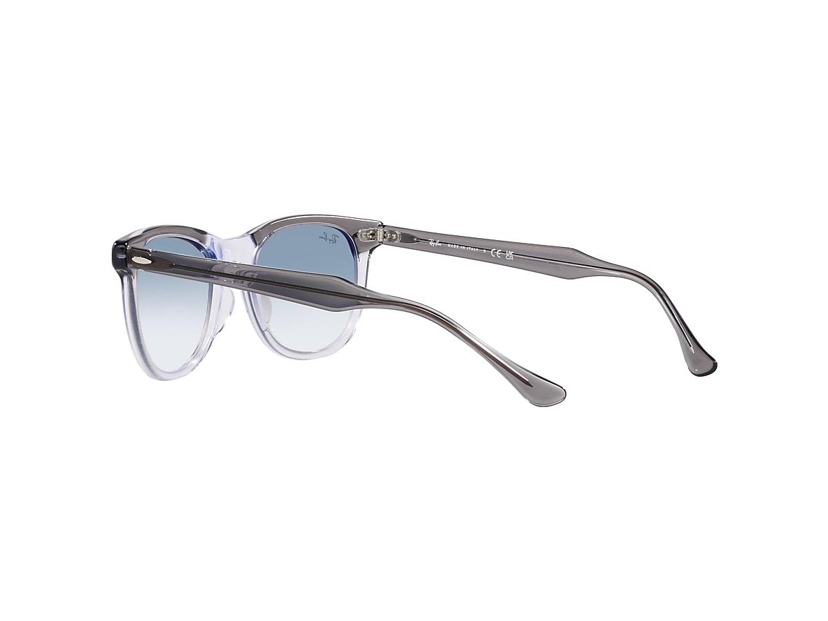 Ray-Ban Eagle Eye Sunglasses Grey On Transparent Frame Blue Lenses 53-21