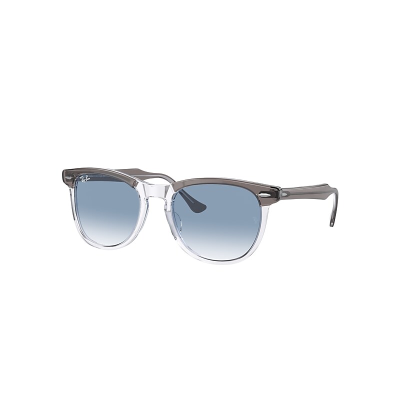 Ray Ban Eagle Eye Sunglasses Grey On Transparent Frame Blue Lenses 53-21