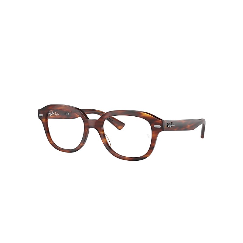 Ray Ban Erik Optics Eyeglasses Striped Havana Frame Clear Lenses Polarized 51-19 In Striped Havana