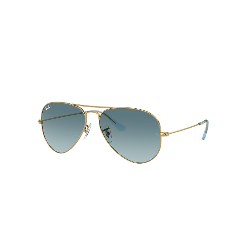 Ray Ban Sunglasses Unisex Aviator Gradient - Gold Frame Blue Lenses 55-14